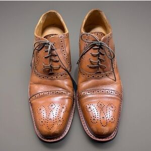 Broletto Wingtip Oxford Shoes Men’s 10 Almond Toe Brown Leather Lace Up Italy
